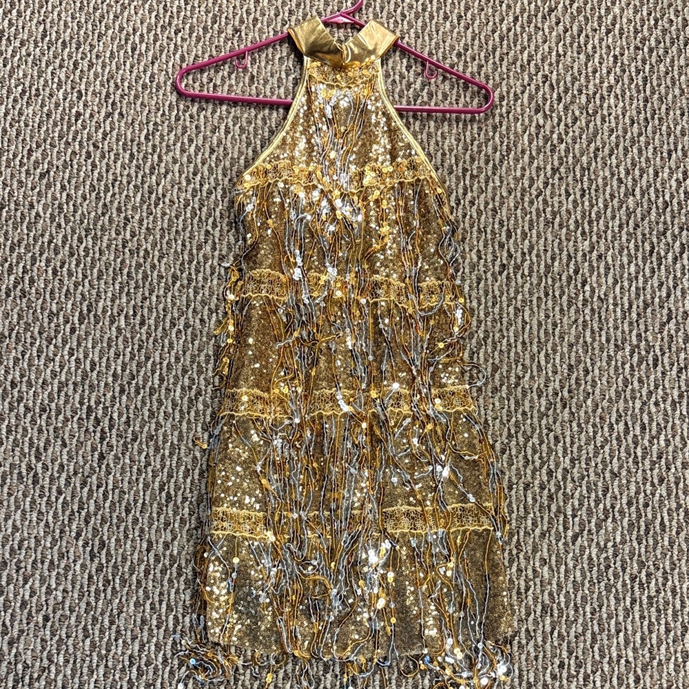 Gold and Silver Sequin Halter Dance costume